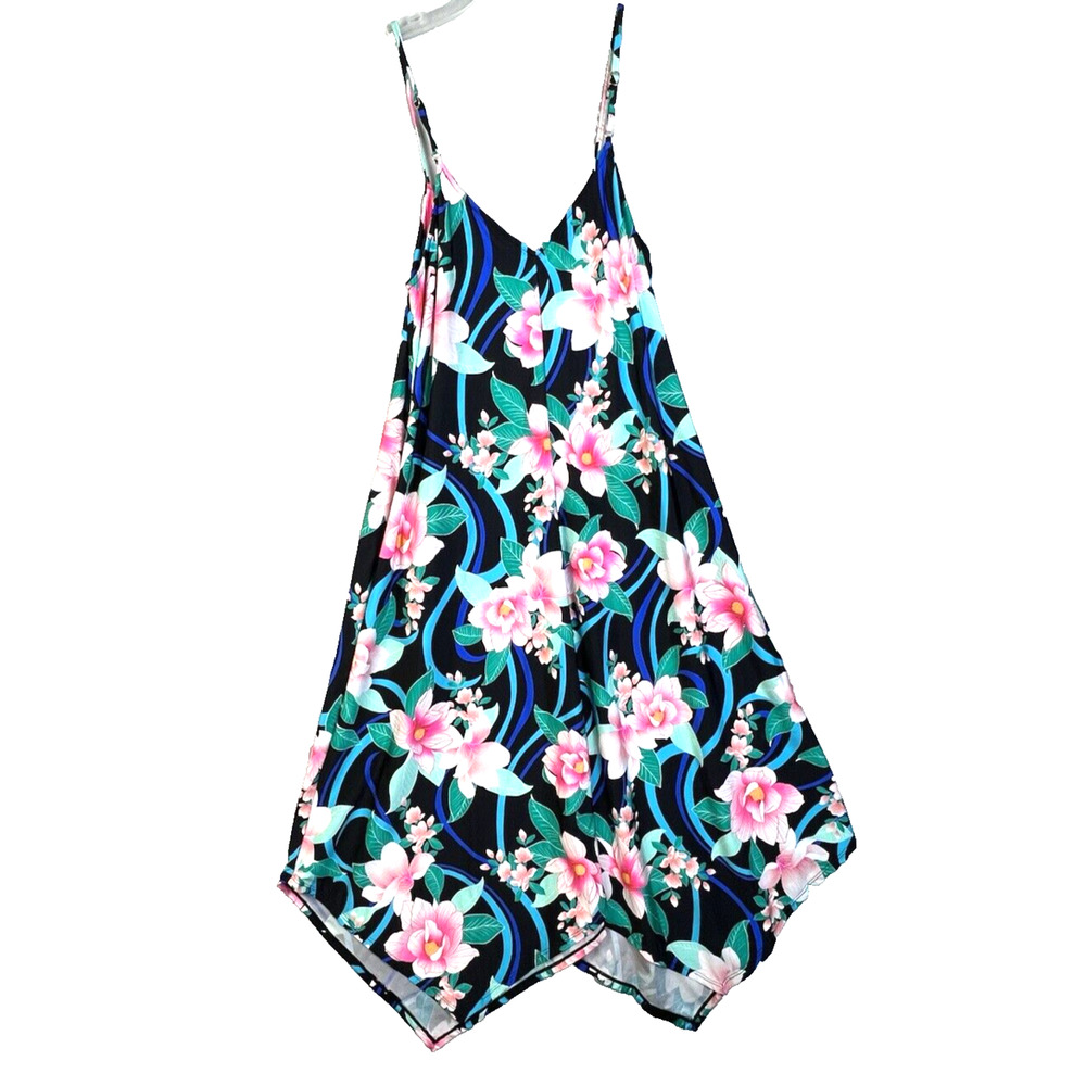 LA Blanca Dress Or Swim Cover Up Women's Medium Tropical Floral Scarf Hem Resort